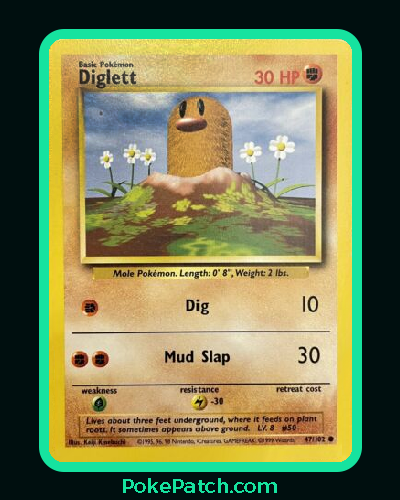 PokePatch pokemon base set diglett error energy misprint